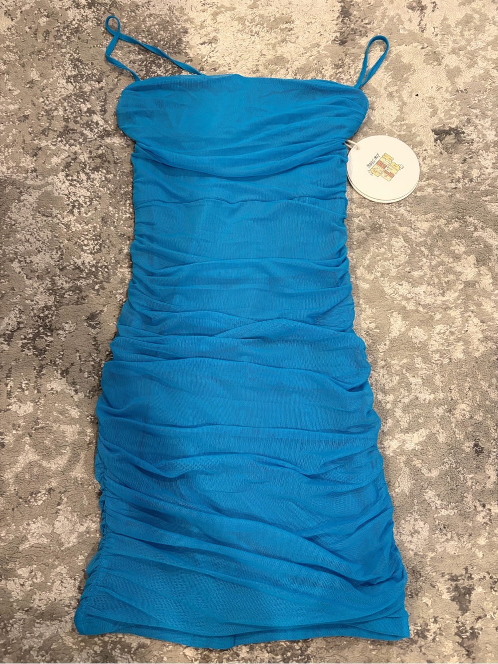 Princess Polly Blue Ruched Spaghetti-Strap
